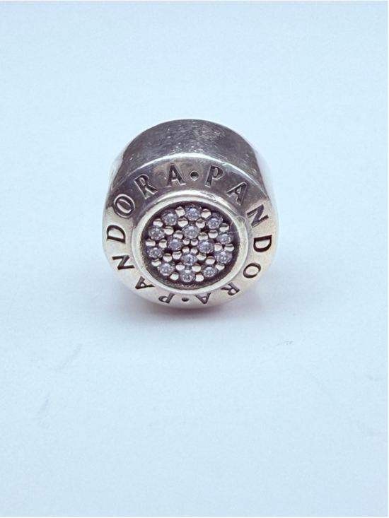 Pandora Jewelry - Pandora Signature Logo Pave Cubic Zirconia 925 Sterling Silver Bead Charm ALE